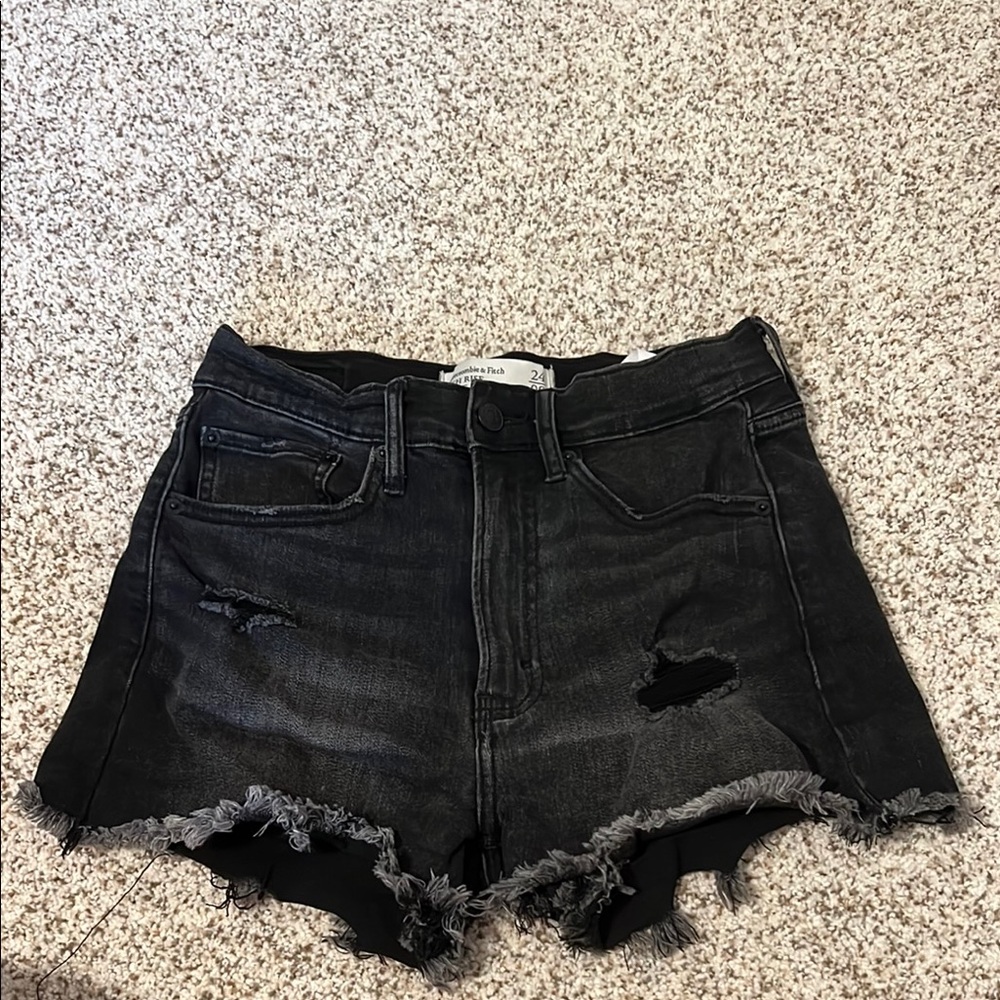 Stylish Black Distressed Denim Shorts